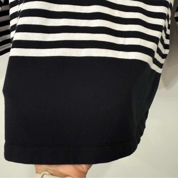 Alia Petite Black and White Striped 3/4 Sleeve Scoopneck Shirt - Picture 16 of 16